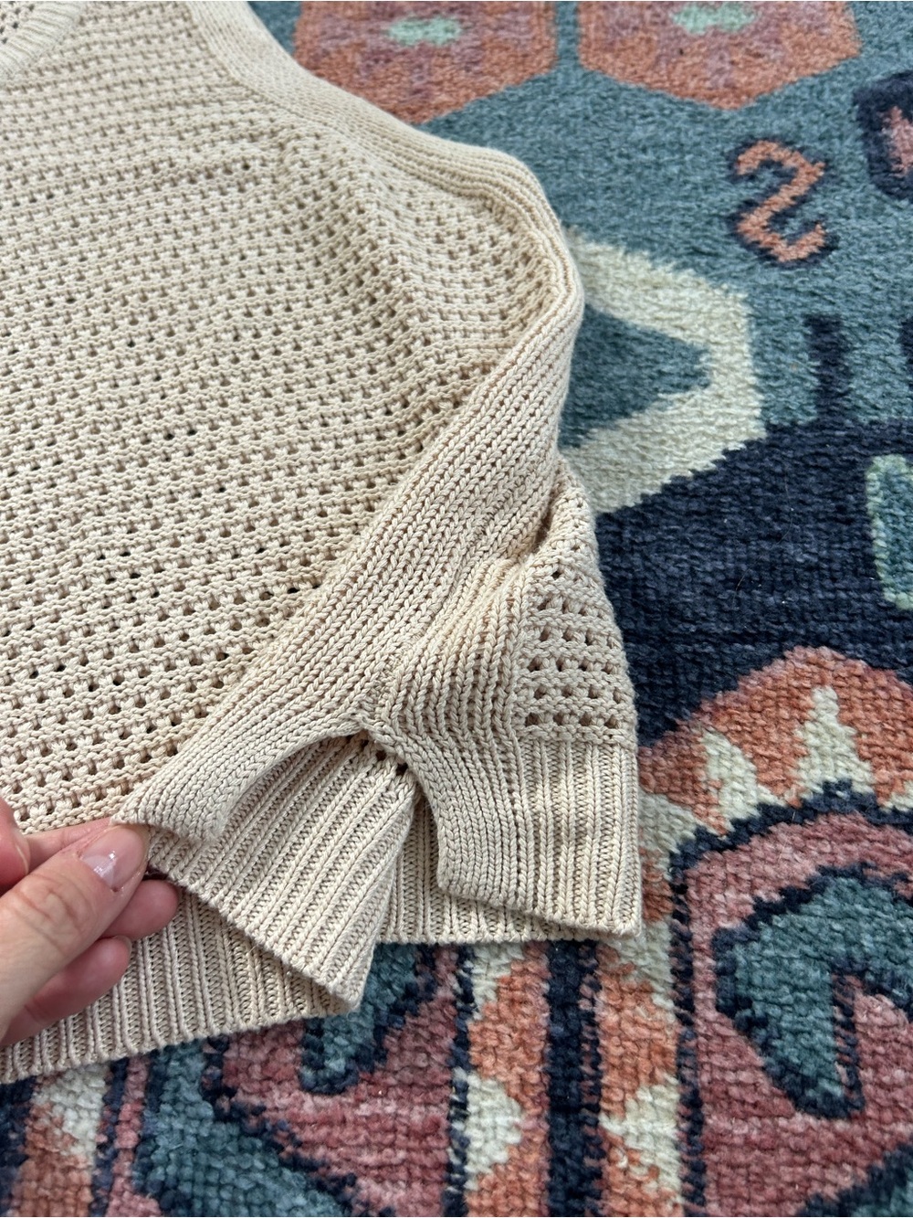 Women's Cream Crochet Knit Tank Top - Picture 2 of 4